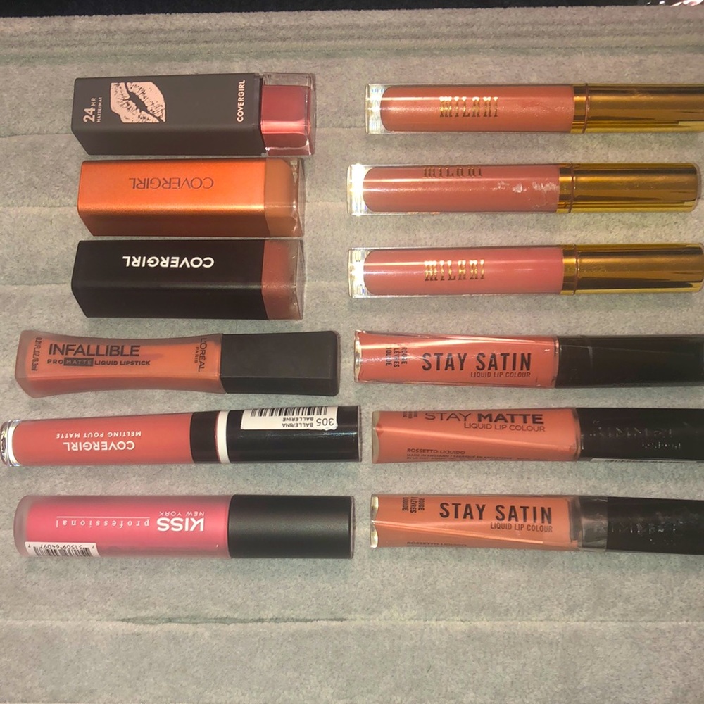 Bundle of 12 lipsticks - Milani, covergirl, rimmel